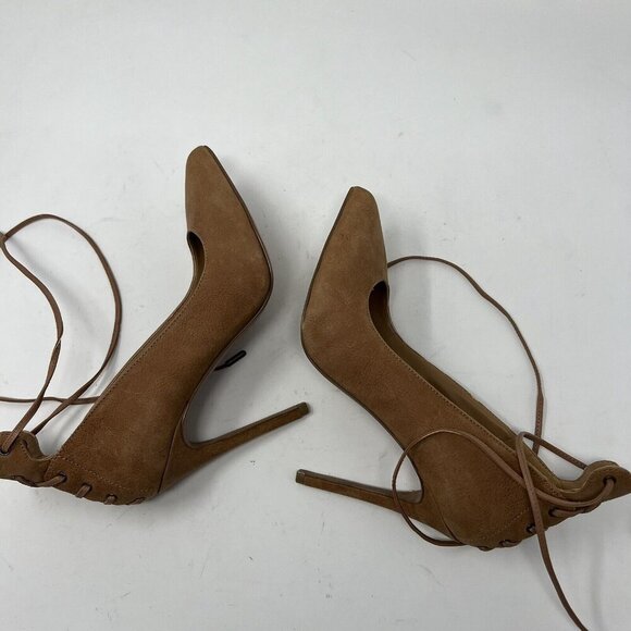 Nine West Size 5 Light Brown Tie Up NWEBBA Leather Stiletto Heels - Picture 7 of 8